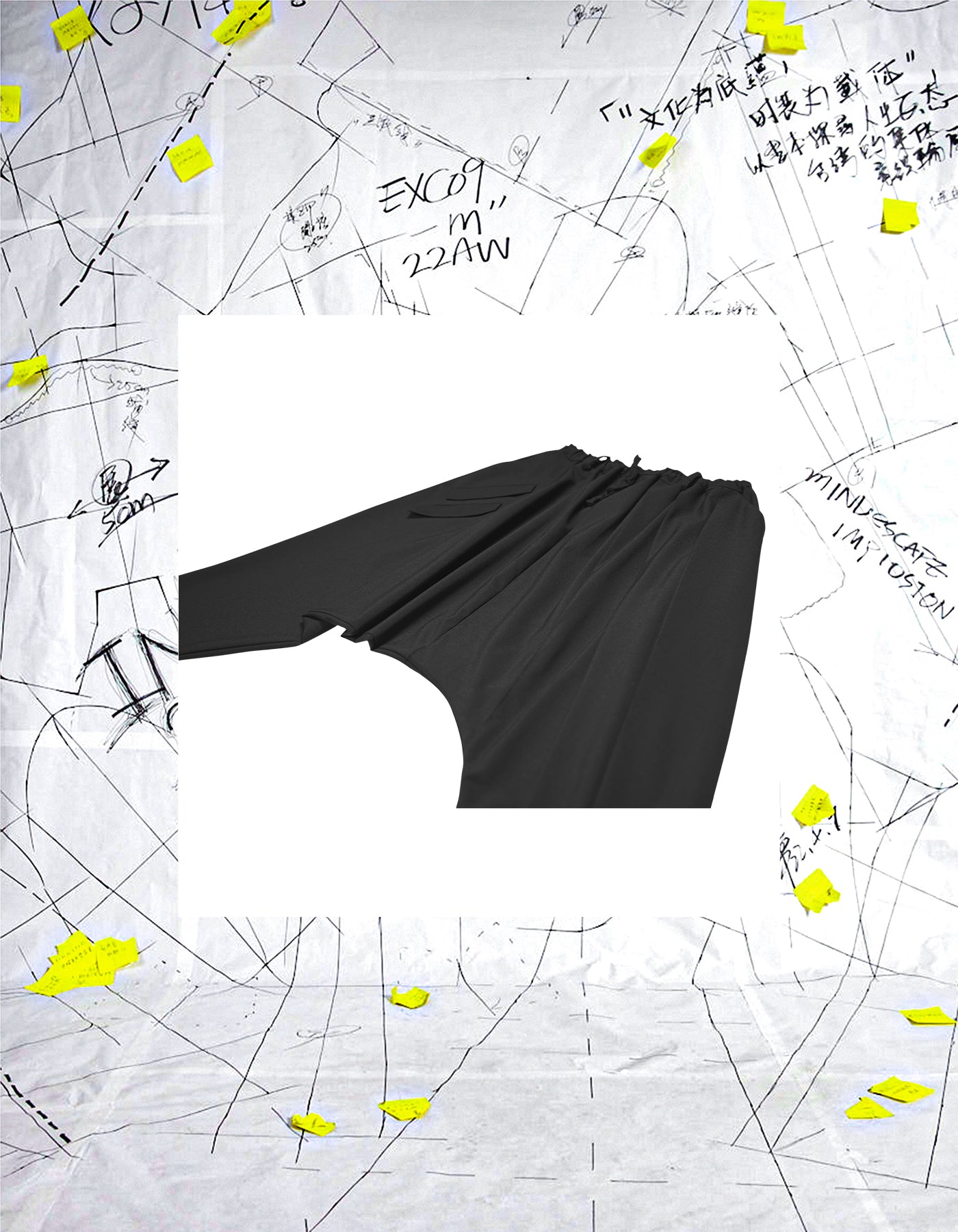 Deconstructed Box Pleat Low-Crotch Trousers