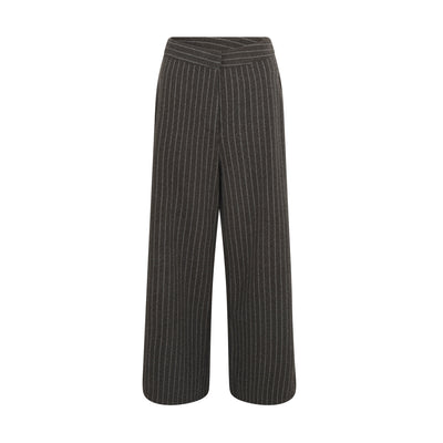 Pinstriped Wide-leg Trousers in Grey