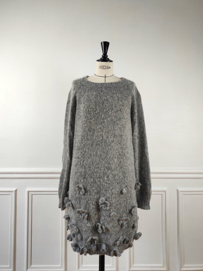 Long sweater hand knitted in cashmere wool