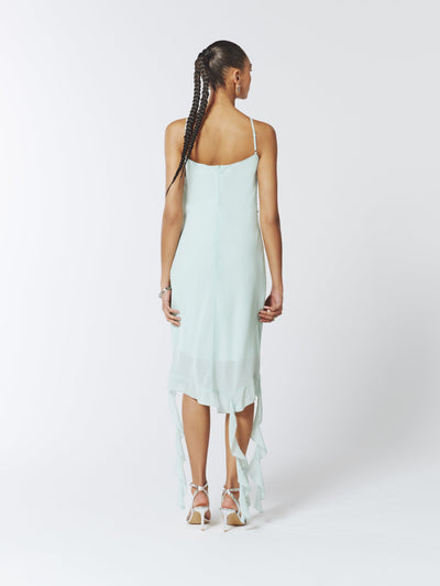 SOUR FIGS Ruffle-Trimmed Slip Dress in Sea Mist Green