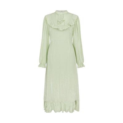 Ruffled Midi Dress in Surf Crest Green