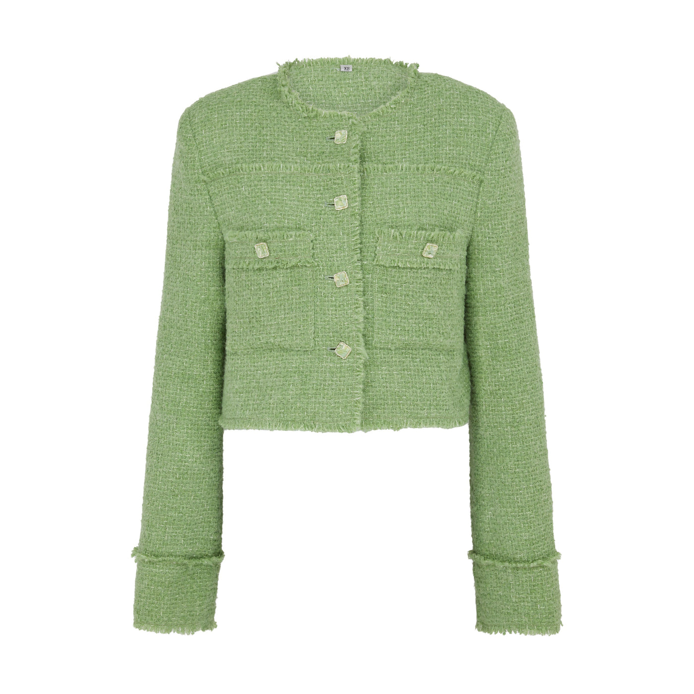 SOUR FIGS Bouclé Tweed Jacket in Pistachio Green