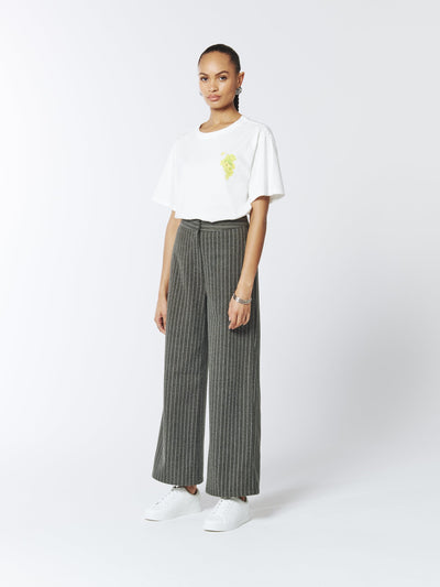 SOUR FIGS Pinstriped Wide-leg Trousers in Grey