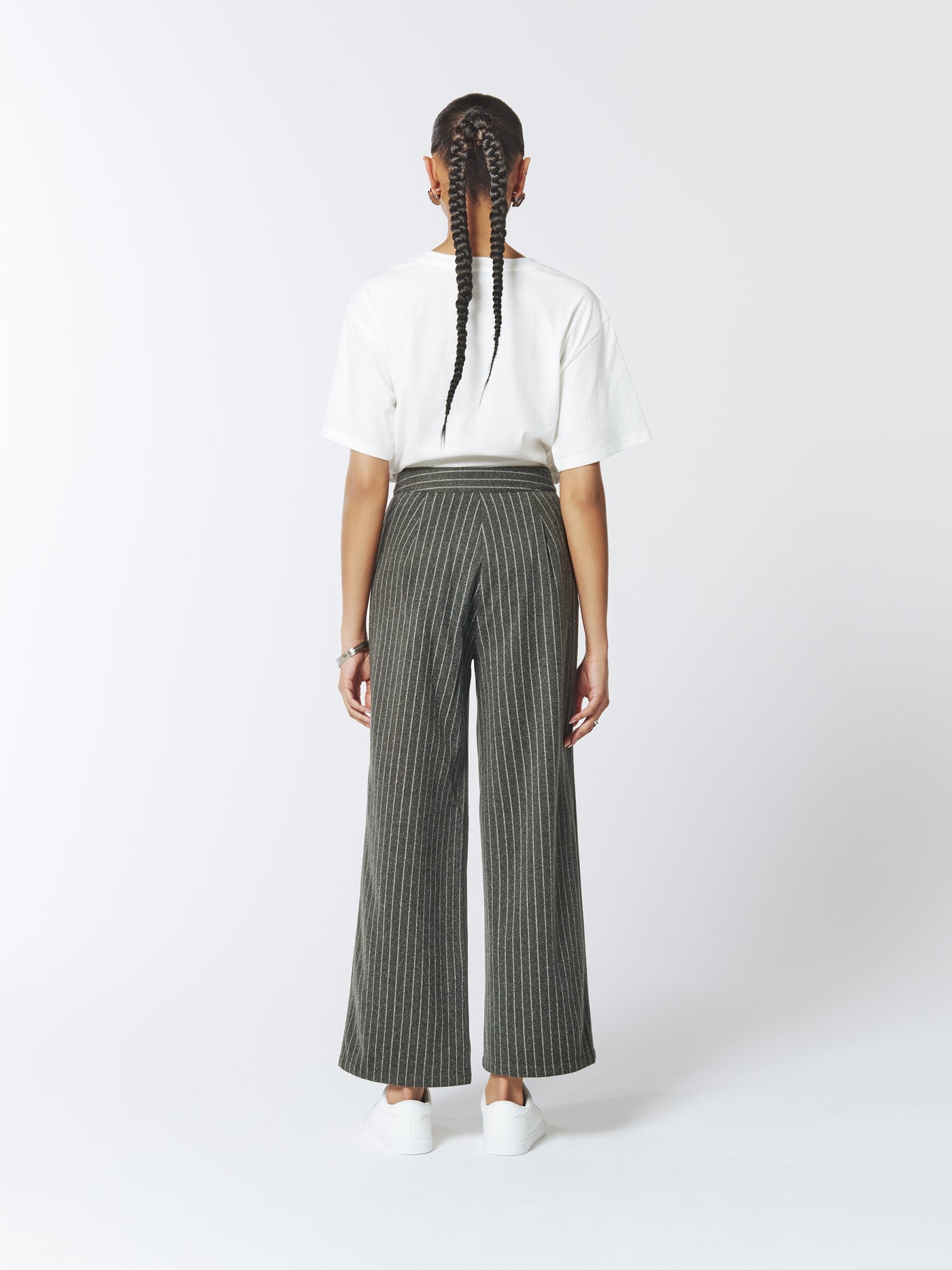 SOUR FIGS Sour Figs Pinstriped Wide-leg Trousers in Grey