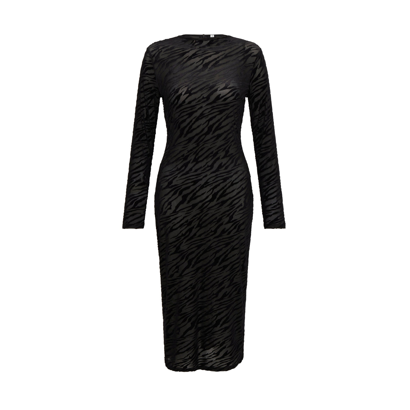 Zebra PatternSOUR FIGS Velvet and Mesh Midi Dress in Black