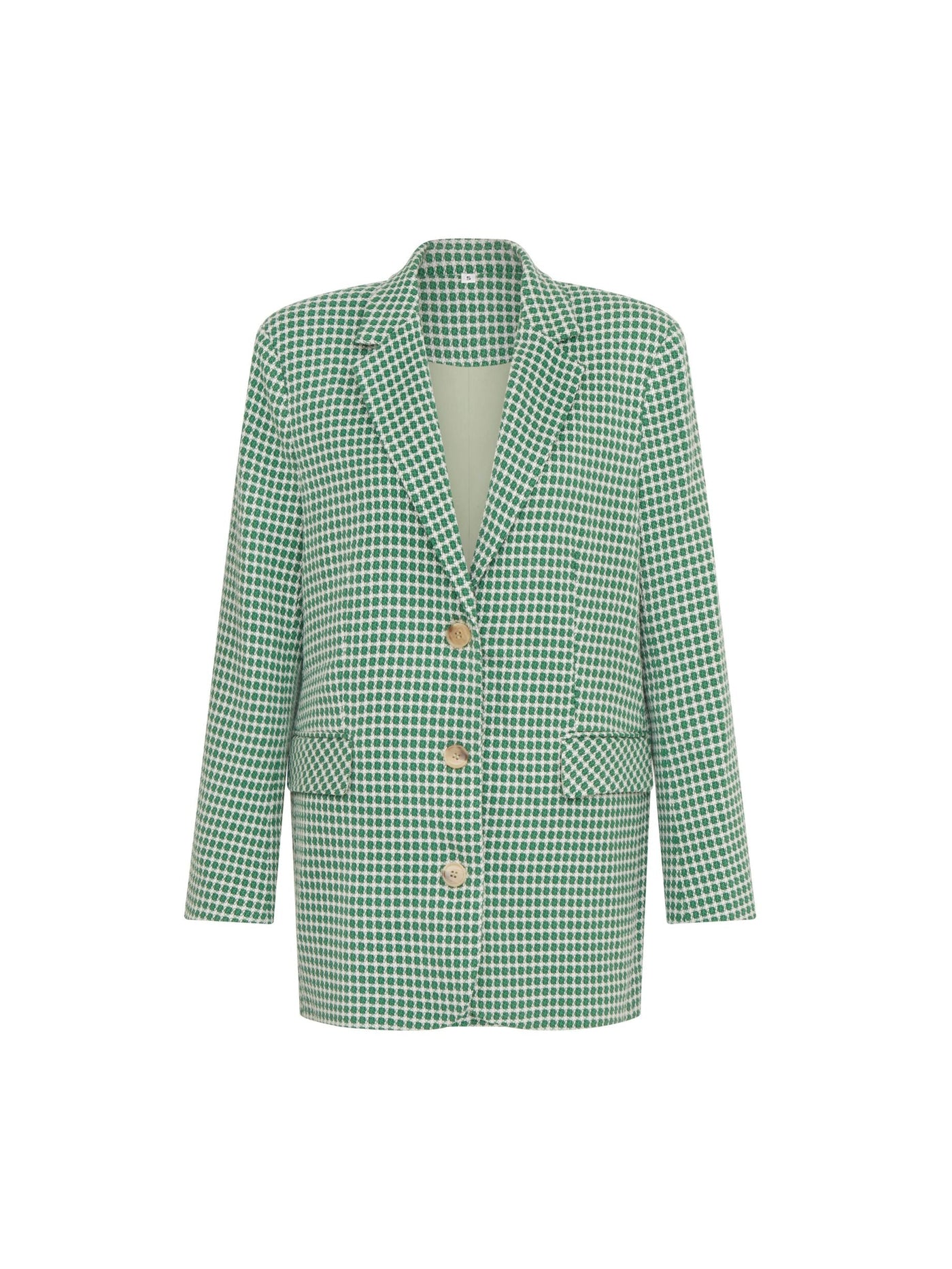 SOUR FIGS Single-breasted Checked Blazer in Cactus Green