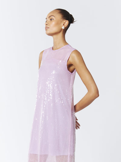 SOUR FIGS Sequined Sheer Gown in Wisteria Purple