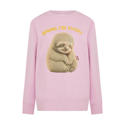 Sloth Print Unisex Sweatshirt in Pink