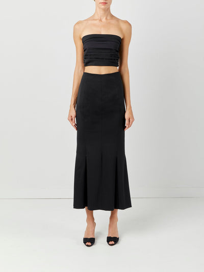 Black Pleated Mermaid Skirt Front