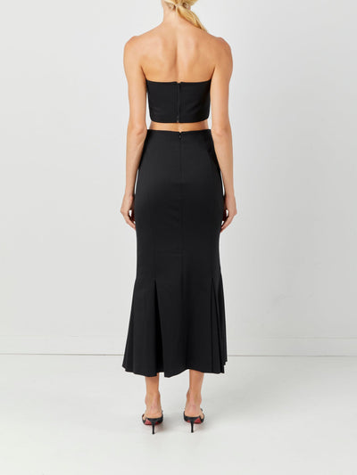 Black Pleated Mermaid Skirt Back