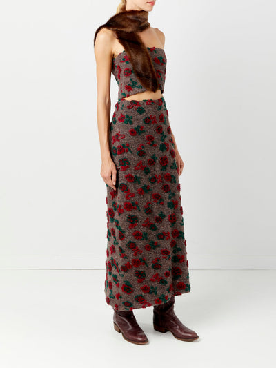 Floral Wool Straight Skirt