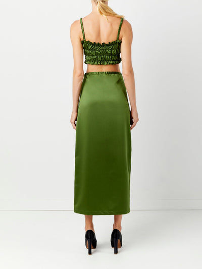 Green Silk Straight Skirt