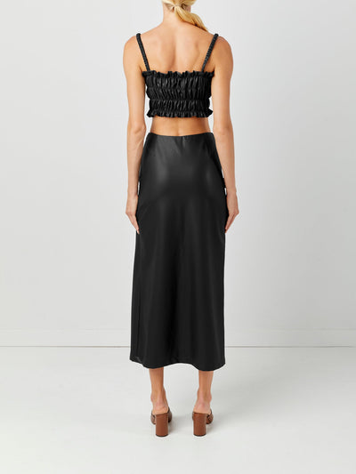 Side Slit Leather Skirt Black Back