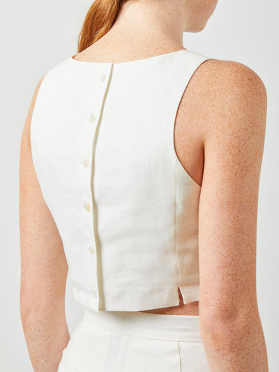 Button Back Linen Tank