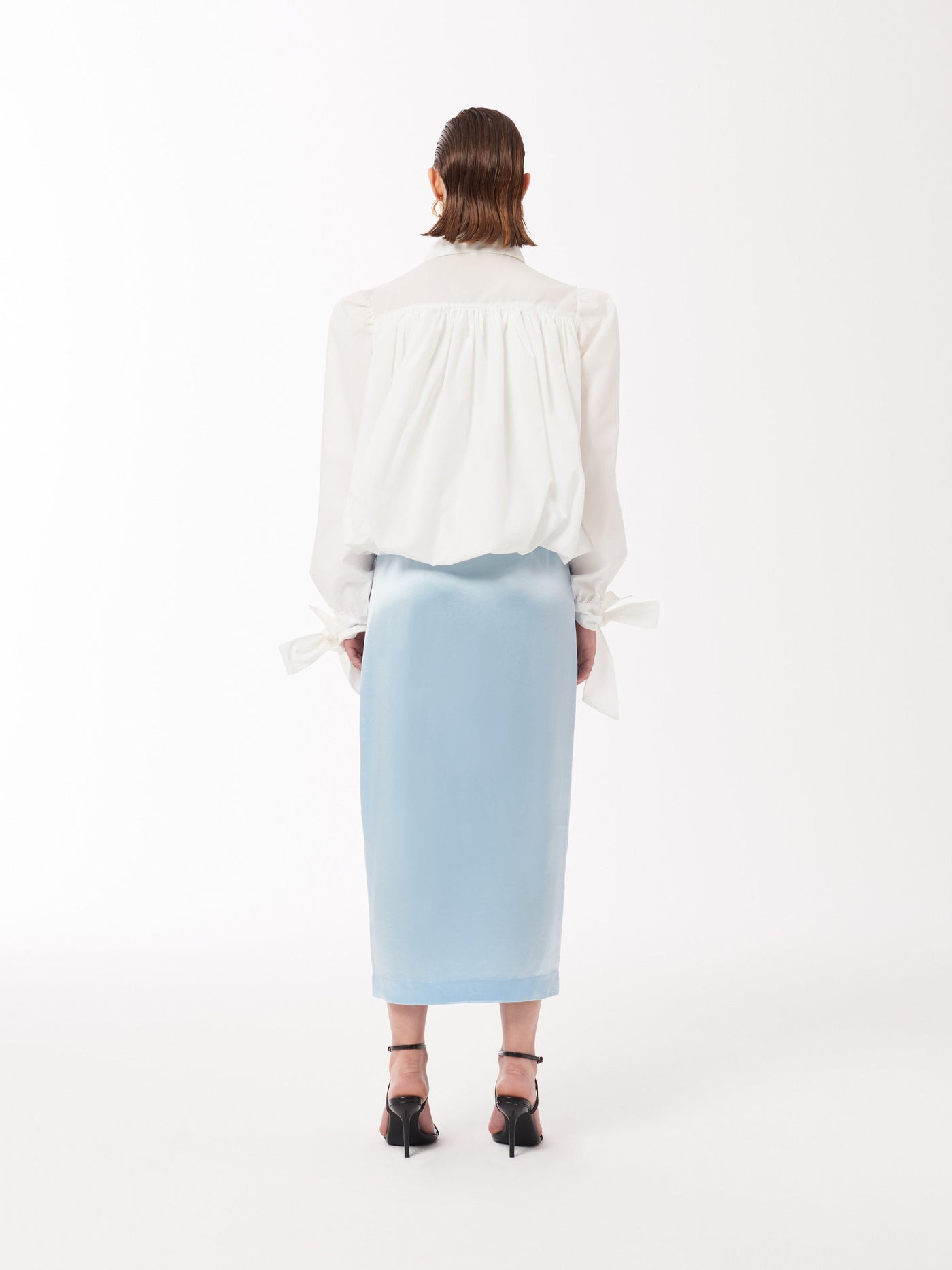 Sour Figs midi skirt pale blue skirt baby blue satin skirt light blue midi skirt