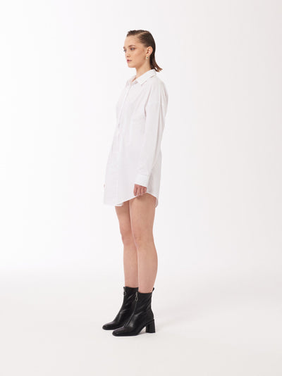 Sour Figs Fitted Waist Shirt Dress in White