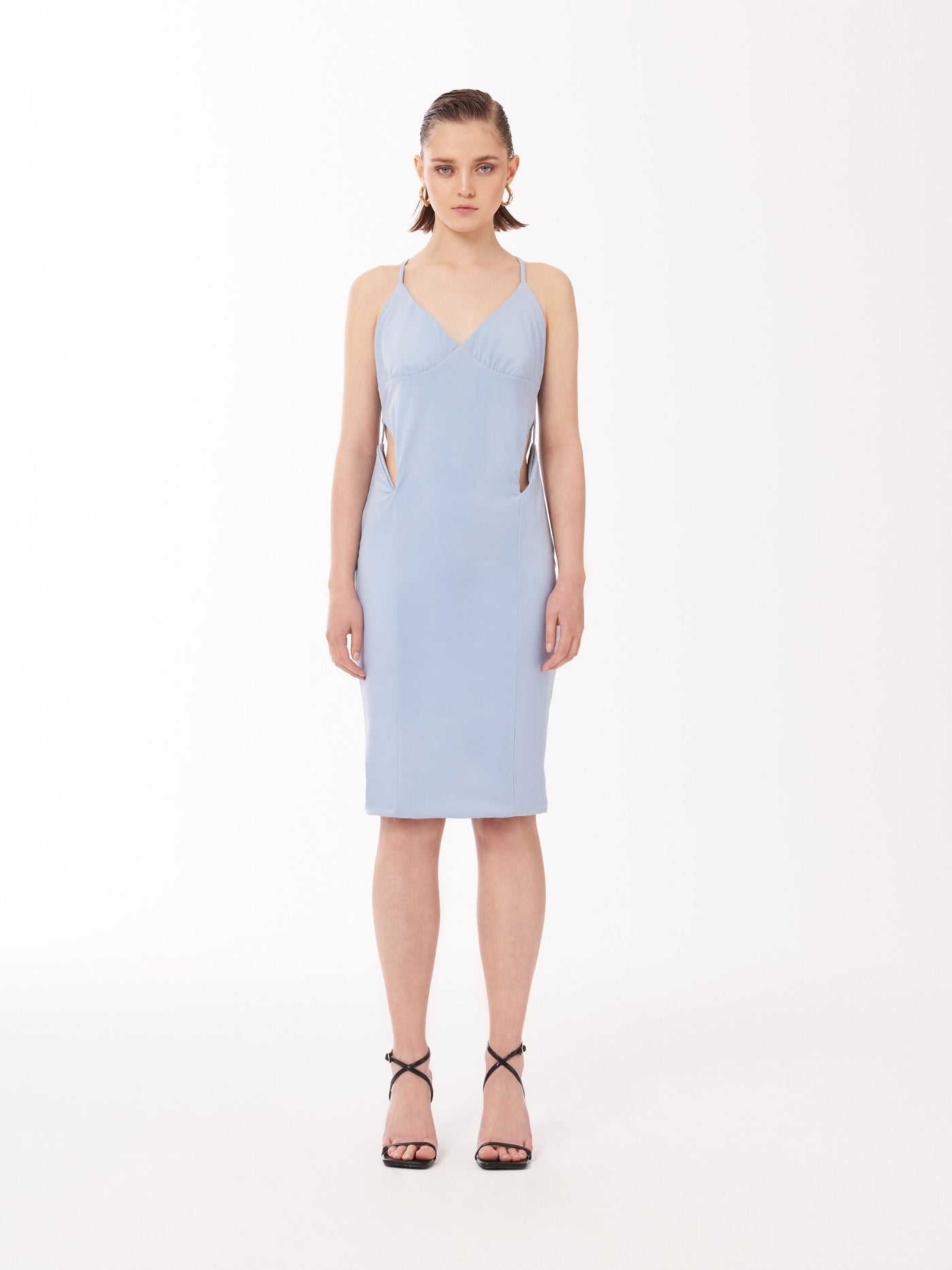 Light blue cut out dress cut out midi dress sour figs