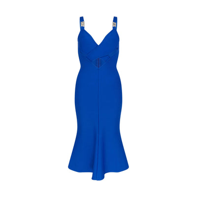 Stretch Jersey Cut-out Bandage Midi Dress in Cobalt Blue