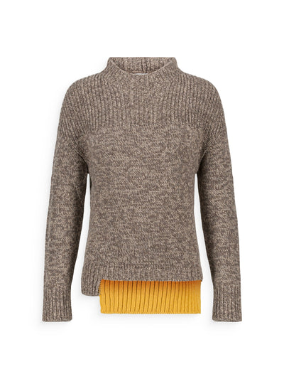 Chunky sweater with color twist in regenerated cashmere