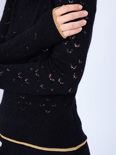 VITOS 1925 black openwork sweater in wool/angora