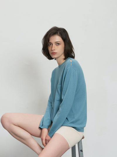 Oversize island blue cashmere sweater