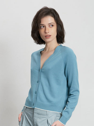 Island blue cropped cashmere cardigan