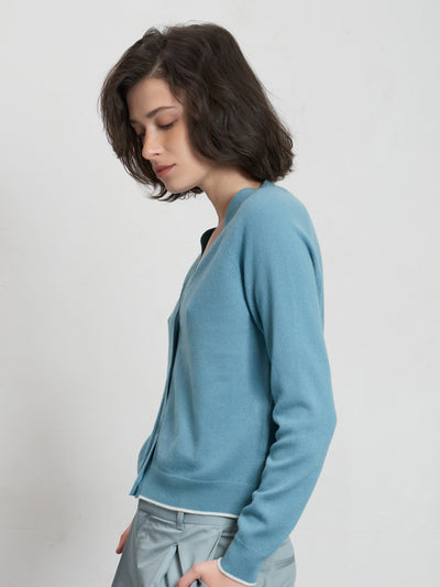 Island blue cropped cashmere cardigan