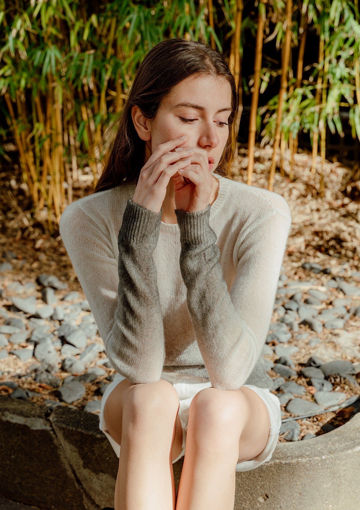 Dip dyed ink cashmere sweater