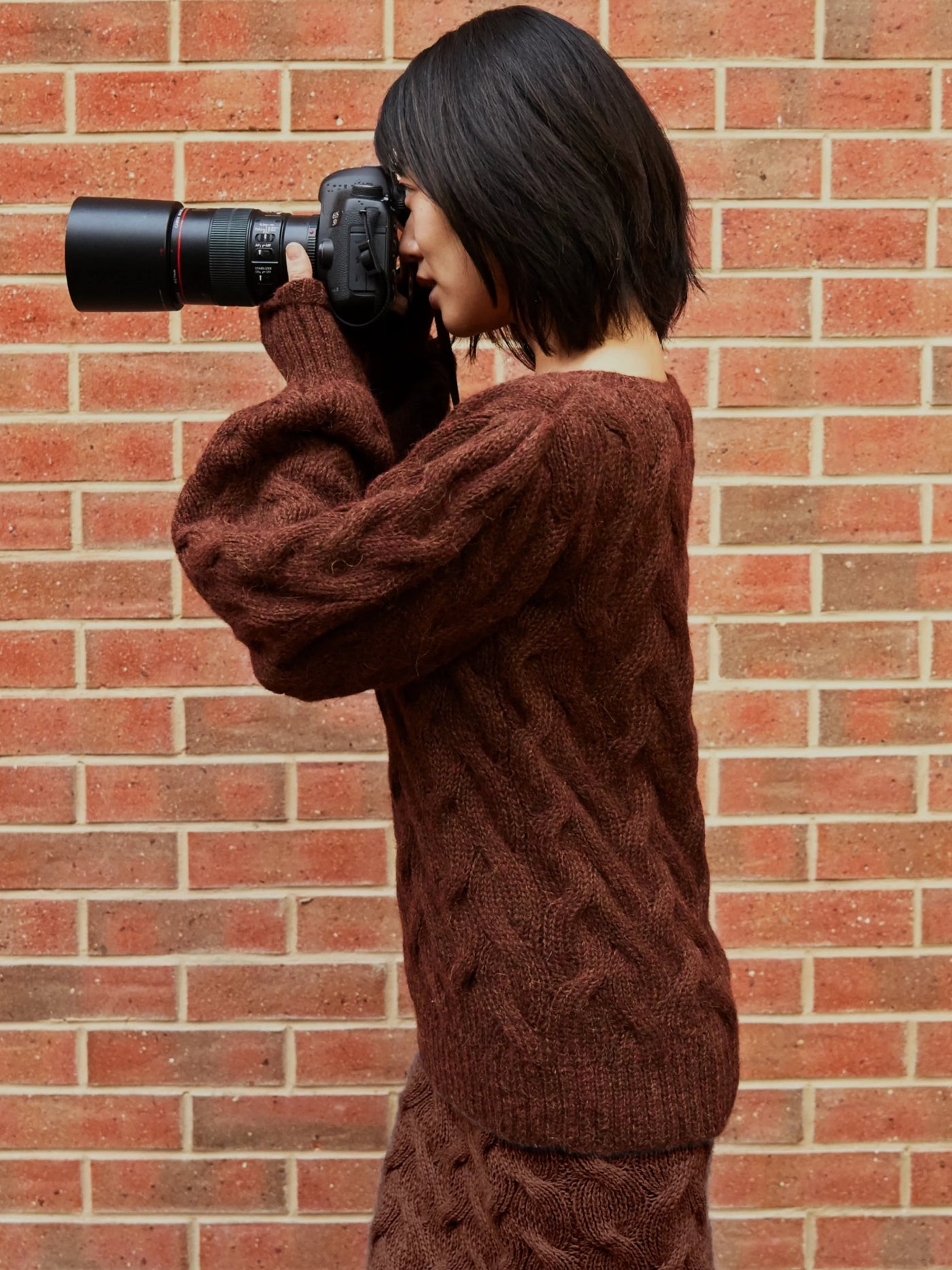 Chunky hand cable knit sweater in Alpaca