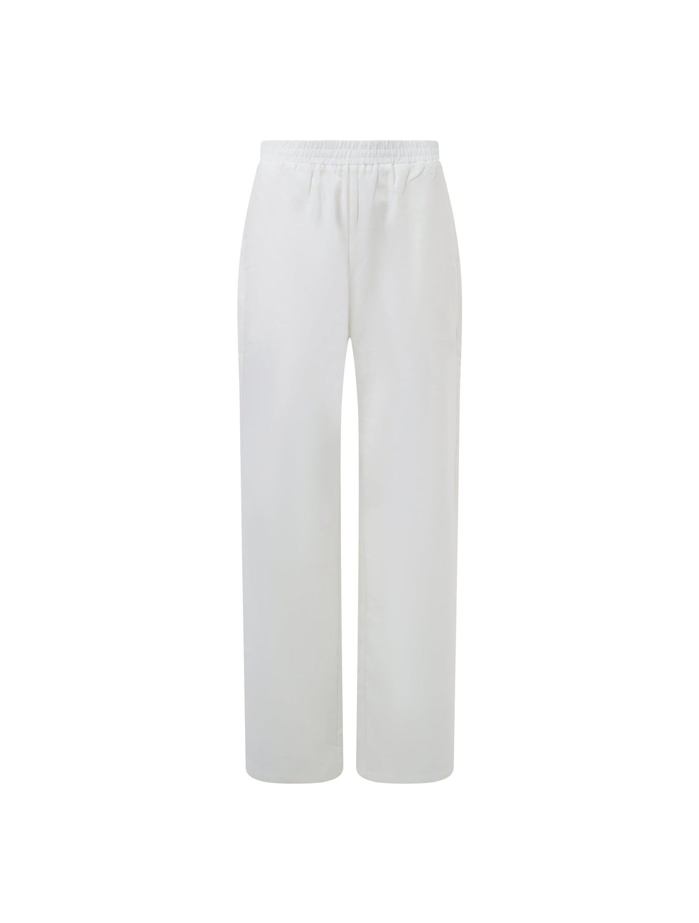 WOMENS HIGH WAIST LINEN TROUSERS WHITE