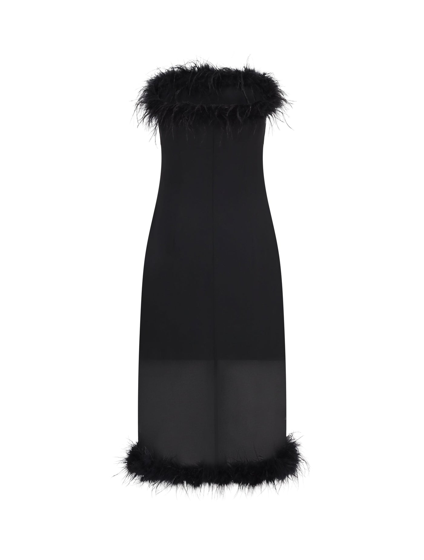 WOMENS OSTRICH FEATHER TRIMMED DRESS