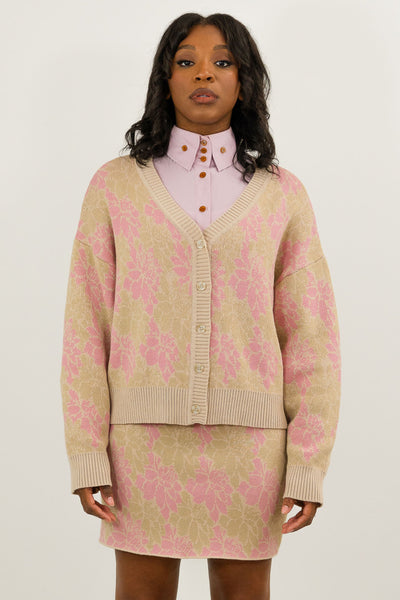 WOMENS FLORAL KNIT CARDIGAN