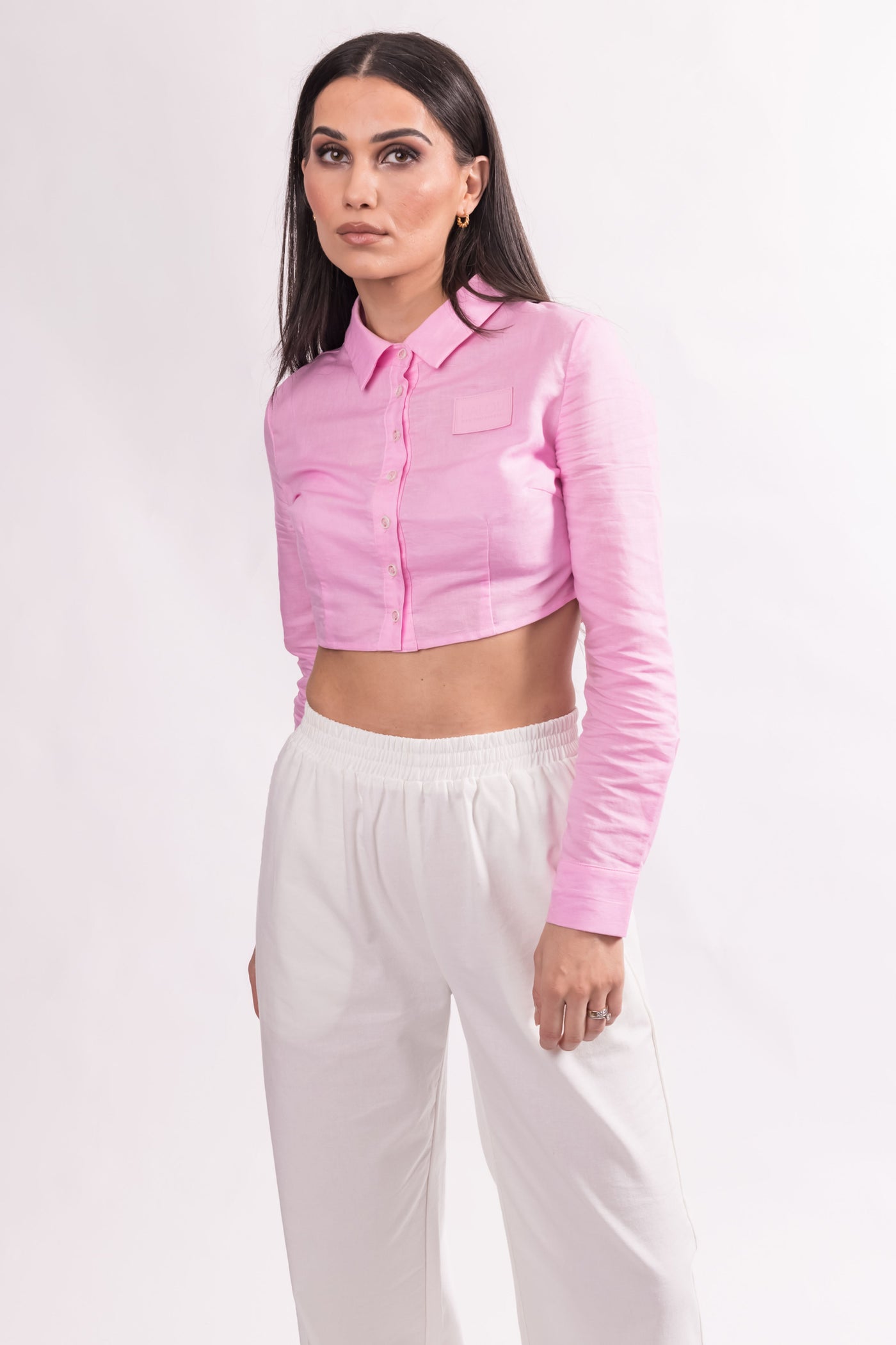 Womens Cropped Shirt Candy Pink