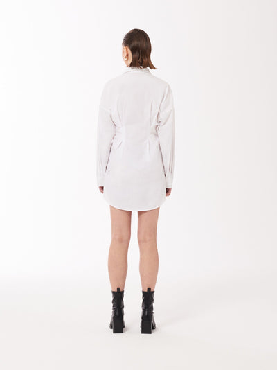 Sour Figs White Mini Shirt Dress