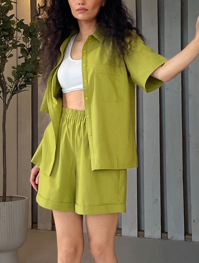 WOMENS HIGH WAIST SHORTS LIME