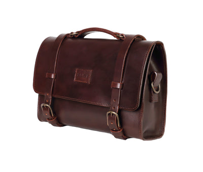 Leather Briefcase in Cuoio Dark Brown Mod 119