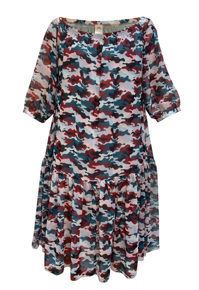 Ausus -Sunset Camo Print Chiffon Maxi Dress flat shot