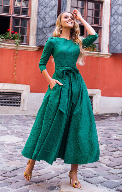 Jacquard dress "Alyzee" Emerald