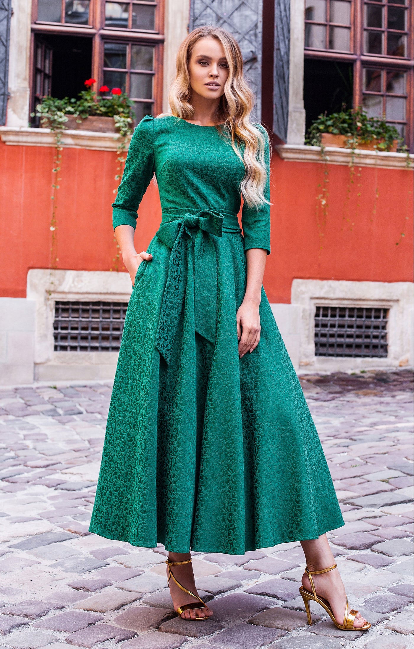 Jacquard dress "Alyzee" Emerald