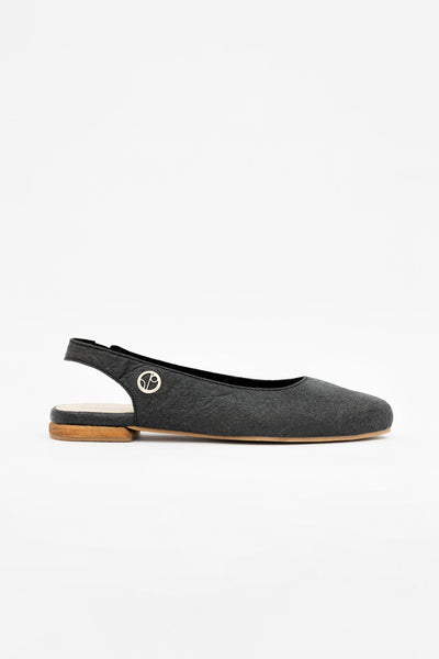 Cannes - Sling Back Flat Shoes - Charcoal