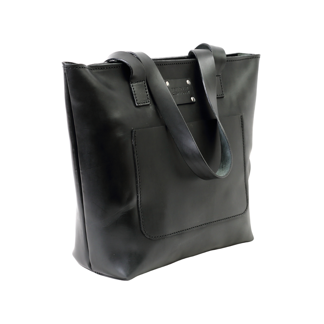 Leather Tote in Cuoio Black Mod 147