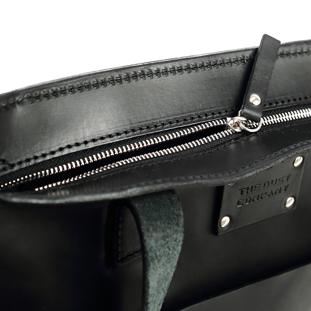 Leather Tote in Cuoio Black Mod 147