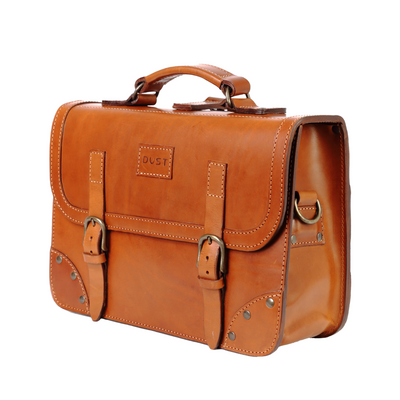 Leather Briefcase in Cuoio Brown