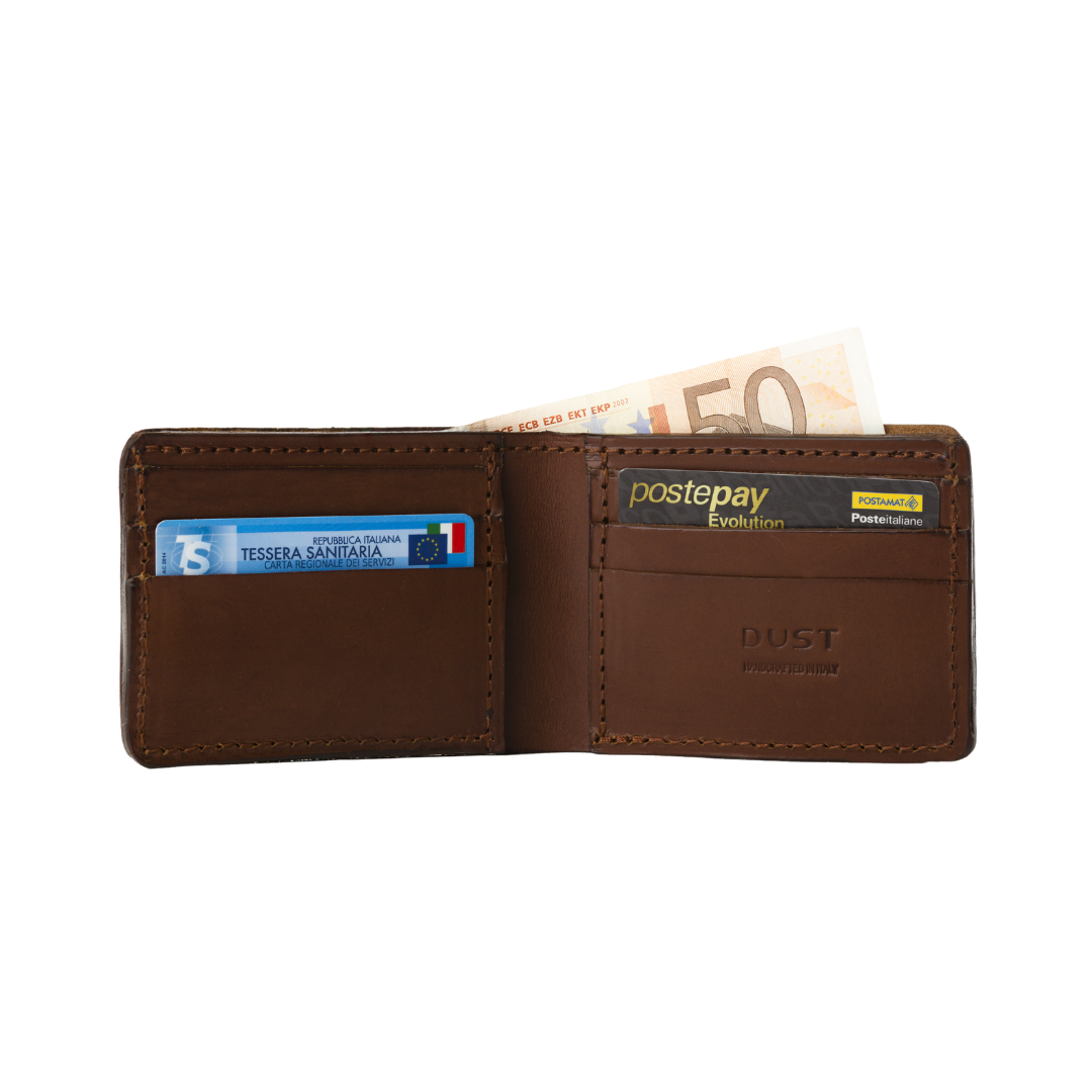 Leather Wallet Cuoio Dark Brown Mod 110