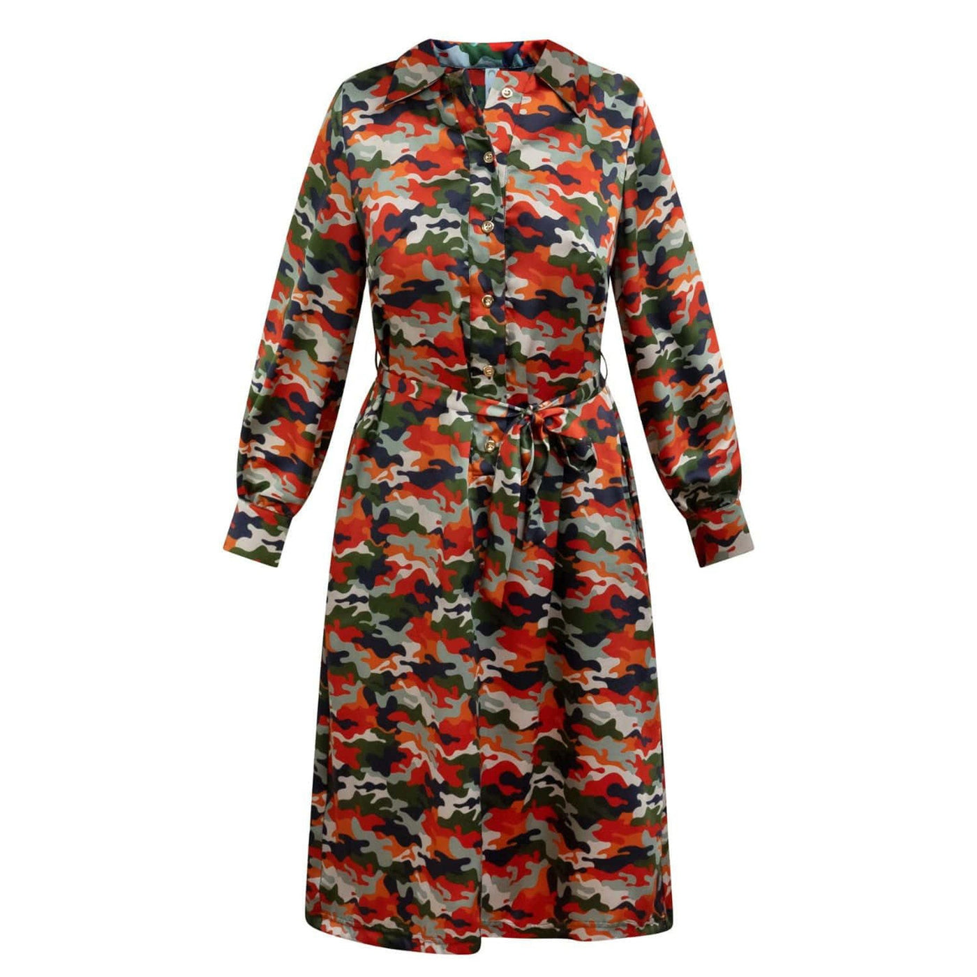 Elama Spritz Camouflage Print Shirt Dress Flat Shot