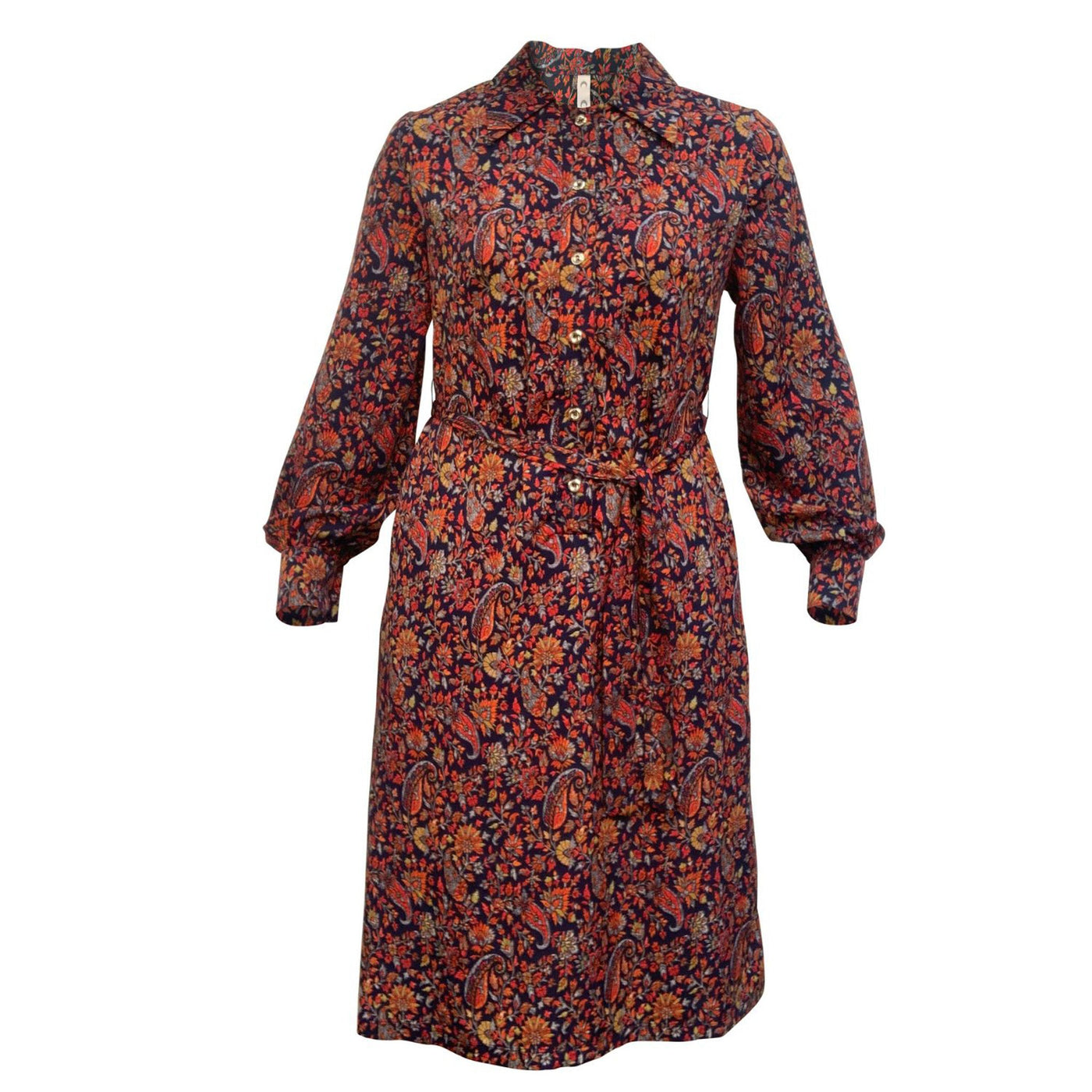 Elama Lava Leaf Paisley Print Long Sleeve Shirt Dress Flat Shot