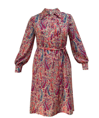 Elama Psychedelic Paisley Print Long Sleeve Shirt Dress Flat Shot