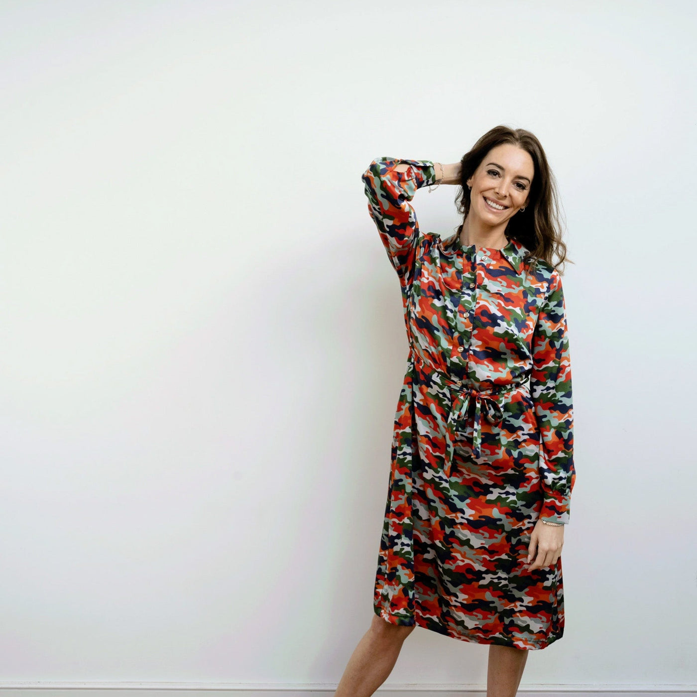 Elama Spritz Camouflage Print Shirt Dress