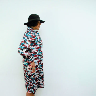 Elama Sunset Camouflage Print Long Sleeve Shirt Dress Side View