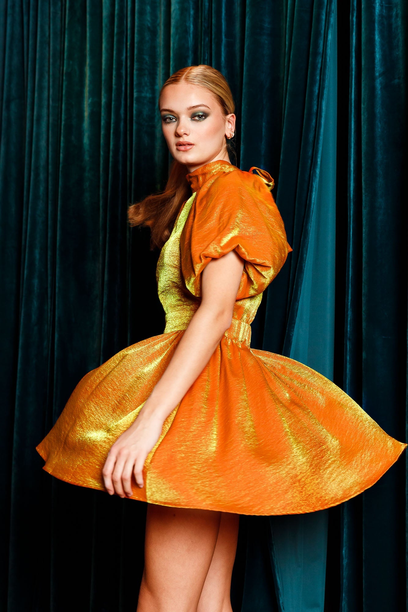 Dress Emily orange/golden